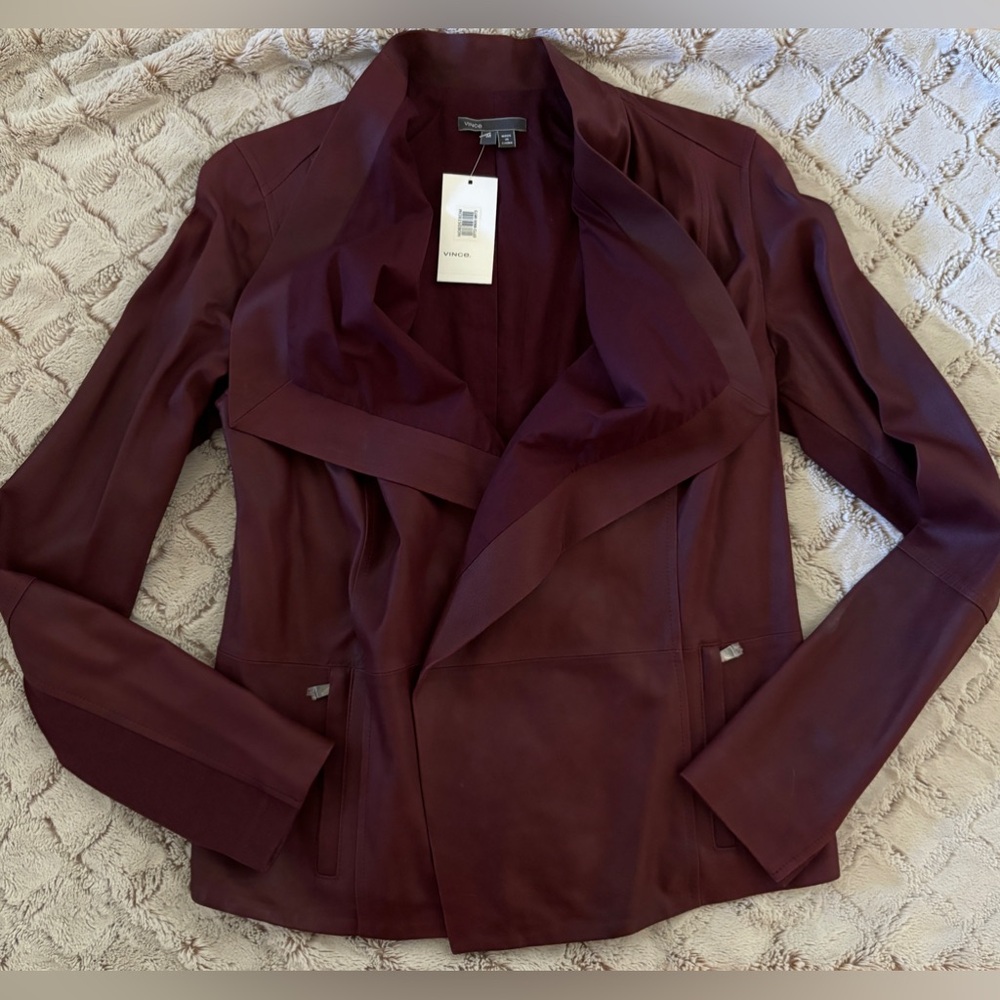 NEW Vince Leather drape front jacket